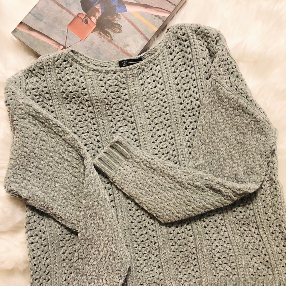 INC Light Green Chenille Spring Sweater